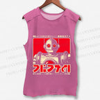 Unisex Vintage Robot Printed Washed Tank Top
