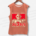 Unisex Vintage Robot Printed Washed Tank Top