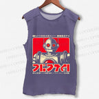 Unisex Vintage Robot Printed Washed Tank Top