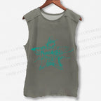Unisex Vintage Star Letter Graffiti Printed Washed Tank Top
