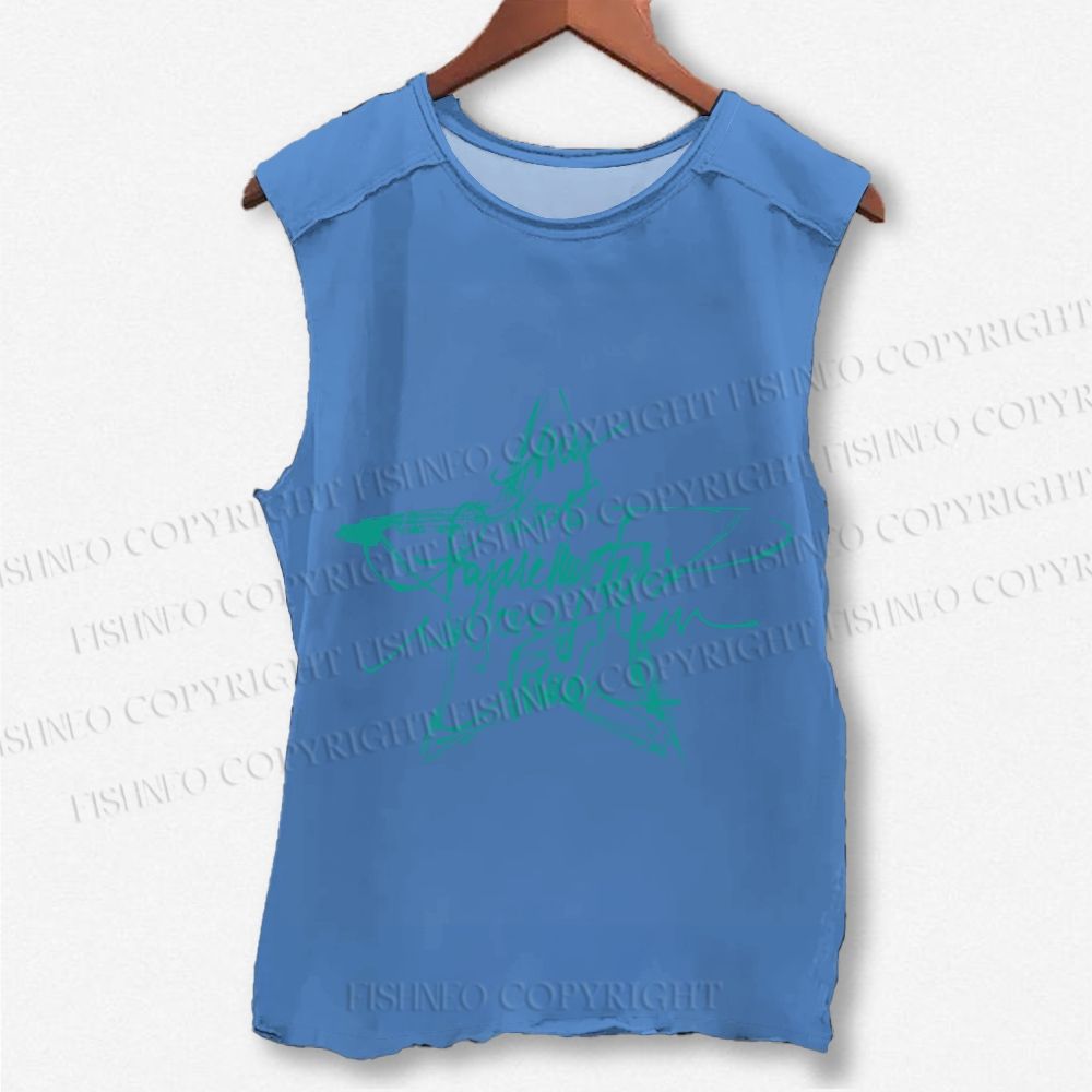 Unisex Vintage Star Letter Graffiti Printed Washed Tank Top