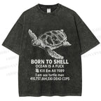 Unisex Born To Shell Printed Washed Tee