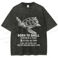 Unisex Born To Shell Printed Washed Tee