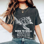 Unisex Born To Shell Printed Washed Tee