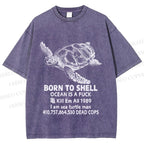 Unisex Born To Shell Printed Washed Tee