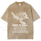 Unisex Born To Shell Printed Washed Tee