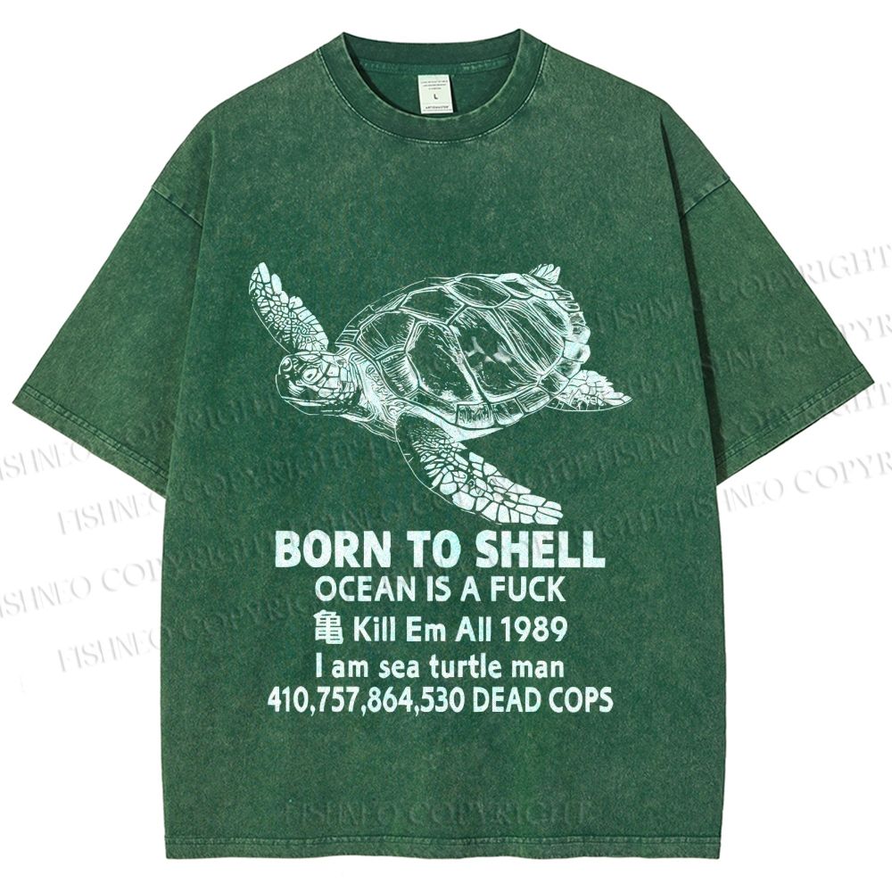 Unisex Born To Shell Printed Washed Tee