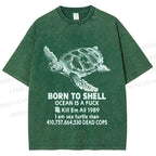 Unisex Born To Shell Printed Washed Tee