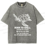 Unisex Born To Shell Printed Washed Tee