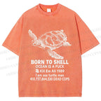 Unisex Born To Shell Printed Washed Tee