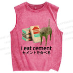 Unisex I Eat Cement Printed Washed Tank Top