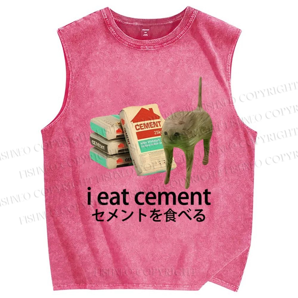 Unisex I Eat Cement Printed Washed Tank Top