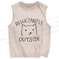 Unisex Reluctantly Outside Cat Printed Washed Tank Top