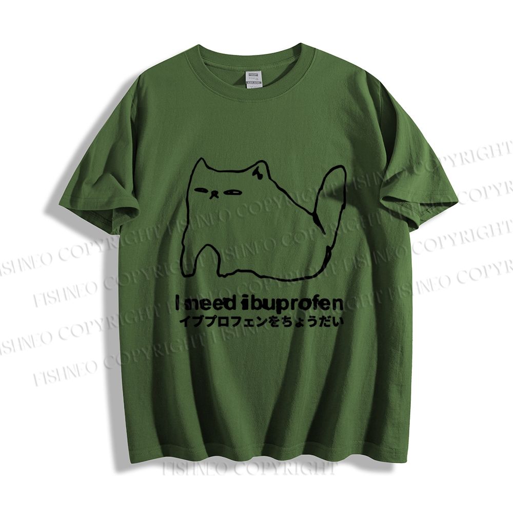 Unisex I need ibuprofen Cat Vintage Classic Cotton T-shirt
