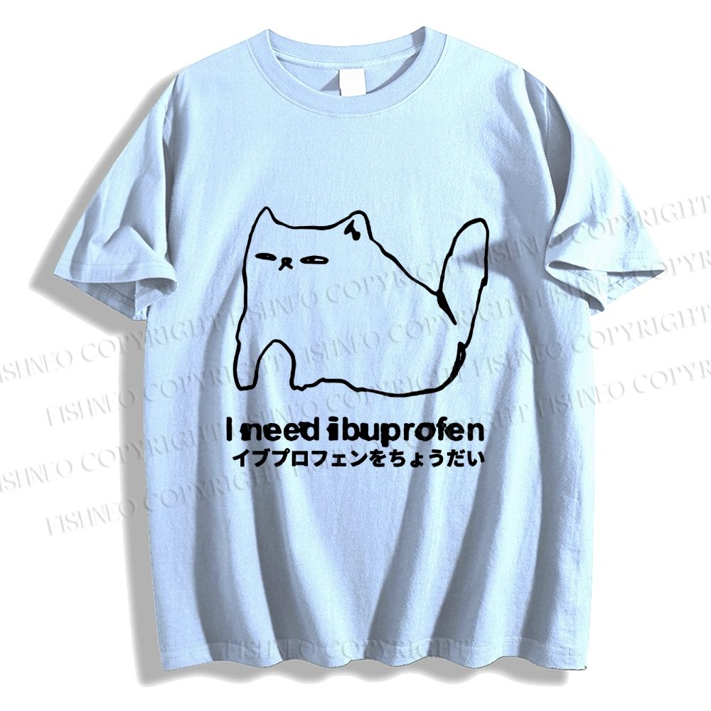 Unisex I need ibuprofen Cat Vintage Classic Cotton T-shirt