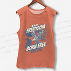 Unisex Vintage Eagle Born Free Independence Day Printed Washed Tank Top
