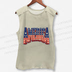 Unisex USA Independence Day Printed Washed Tank Top