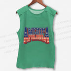 Unisex USA Independence Day Printed Washed Tank Top