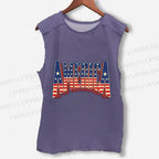 Unisex USA Independence Day Printed Washed Tank Top