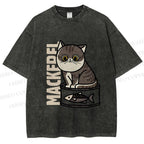 Unisex Cat Can  Printed Washed Tee