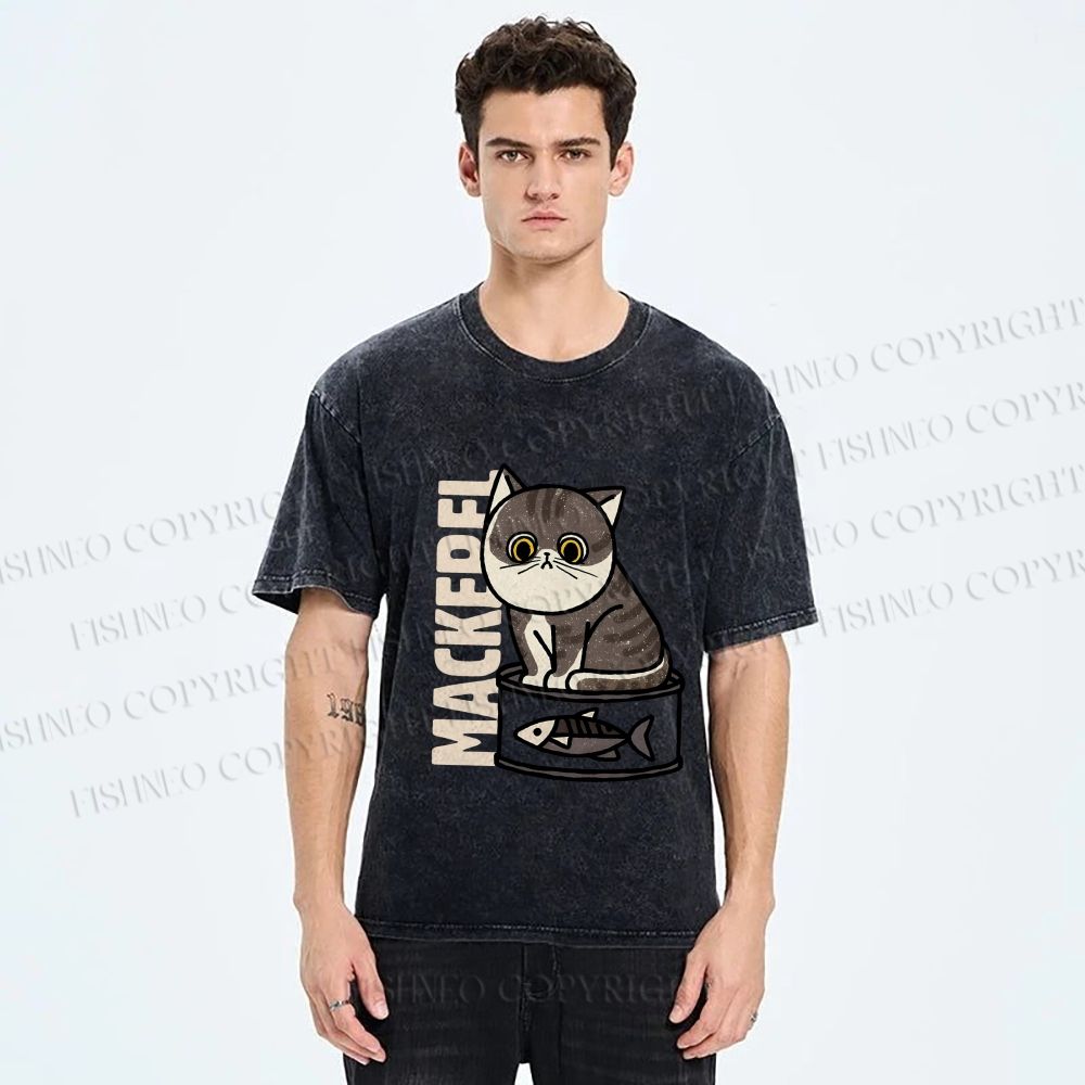 Unisex Cat Can  Printed Washed Tee