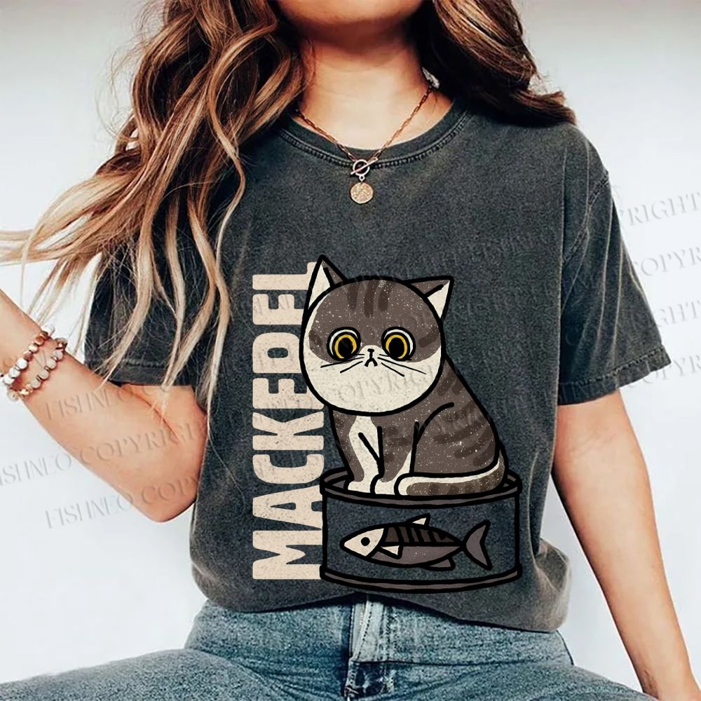Unisex Cat Can  Printed Washed Tee