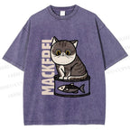 Unisex Cat Can  Printed Washed Tee