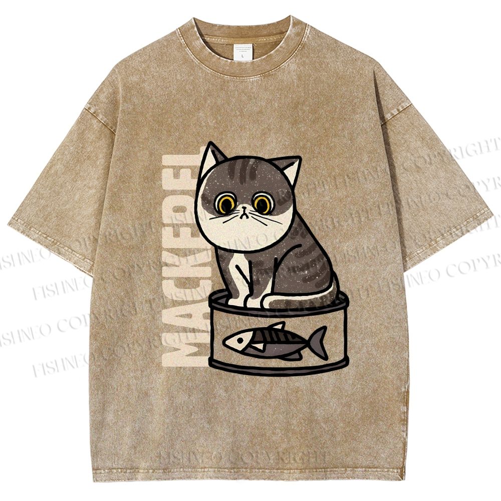 Unisex Cat Can  Printed Washed Tee