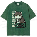 Unisex Cat Can  Printed Washed Tee