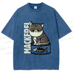 Unisex Cat Can  Printed Washed Tee