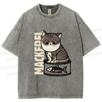 Unisex Cat Can  Printed Washed Tee