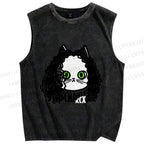 Unisex Charli Cat Printed Washed Tank Top