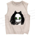 Unisex Charli Cat Printed Washed Tank Top