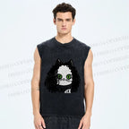 Unisex Charli Cat Printed Washed Tank Top