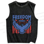Unisex Freedom Independence Day Printed Washed Tank Top