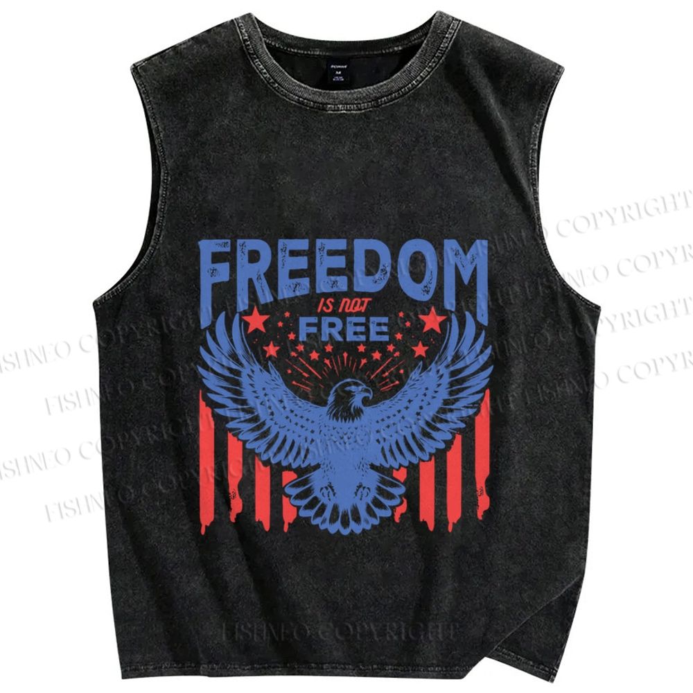 Unisex Freedom Independence Day Printed Washed Tank Top