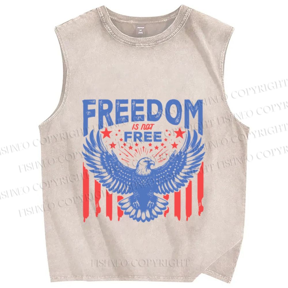 Unisex Freedom Independence Day Printed Washed Tank Top