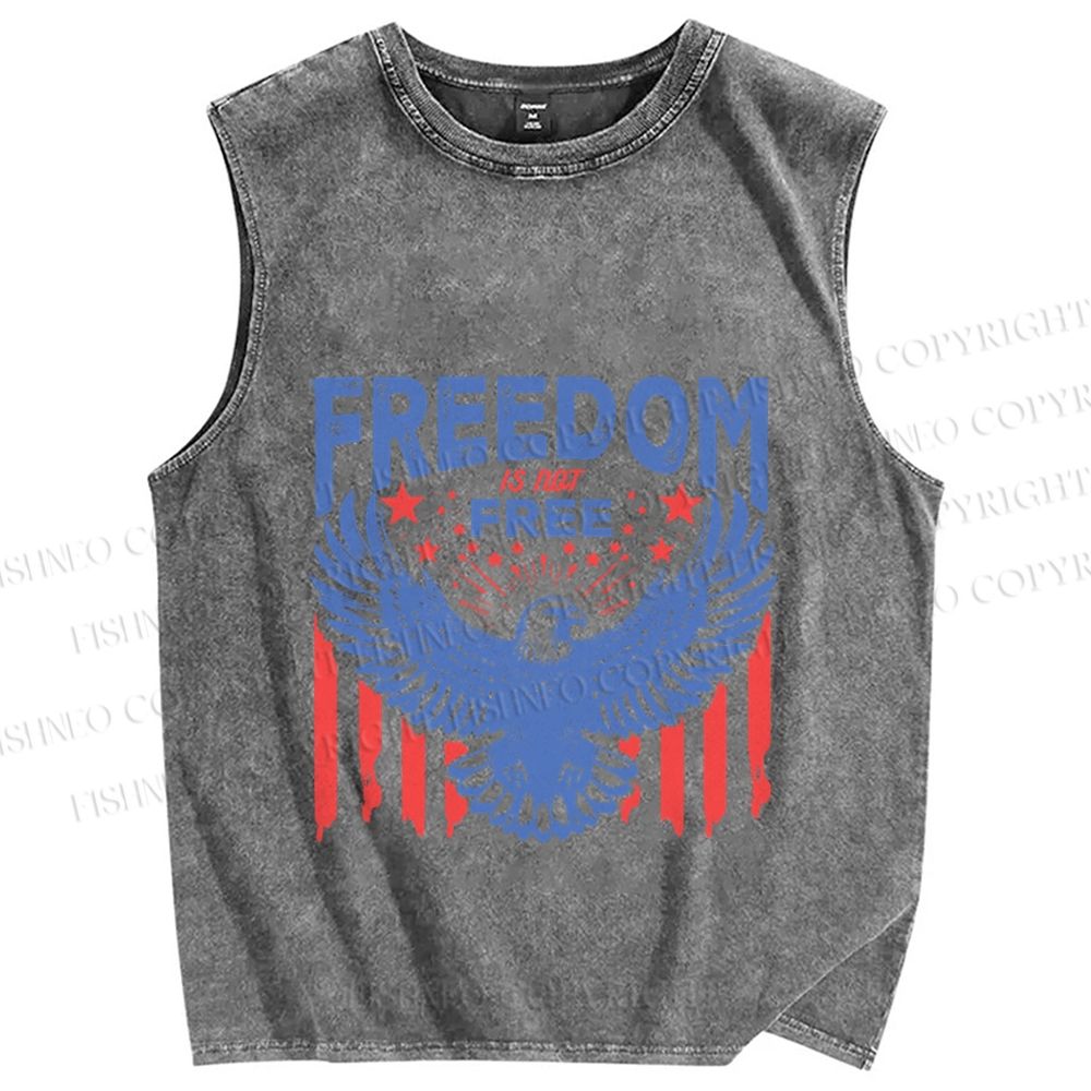 Unisex Freedom Independence Day Printed Washed Tank Top