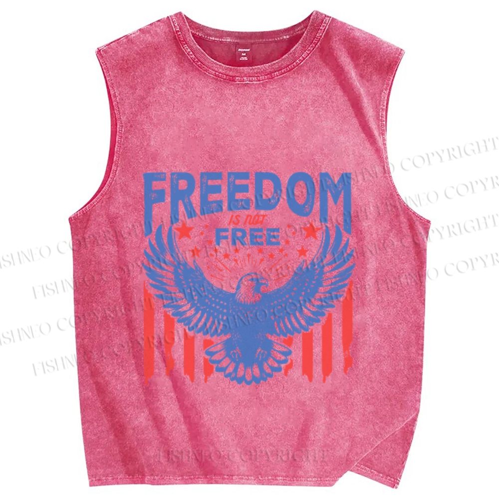 Unisex Freedom Independence Day Printed Washed Tank Top