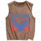 Unisex Freedom Independence Day Printed Washed Tank Top