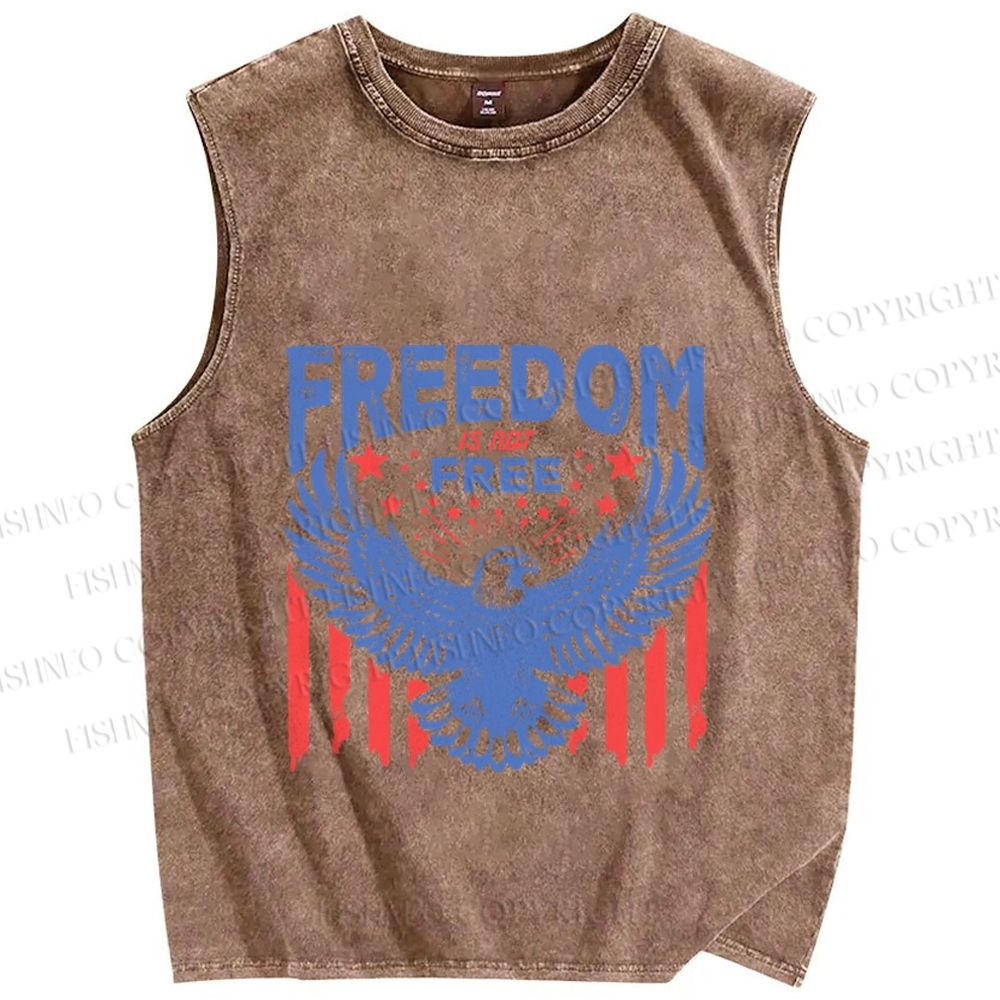Unisex Freedom Independence Day Printed Washed Tank Top