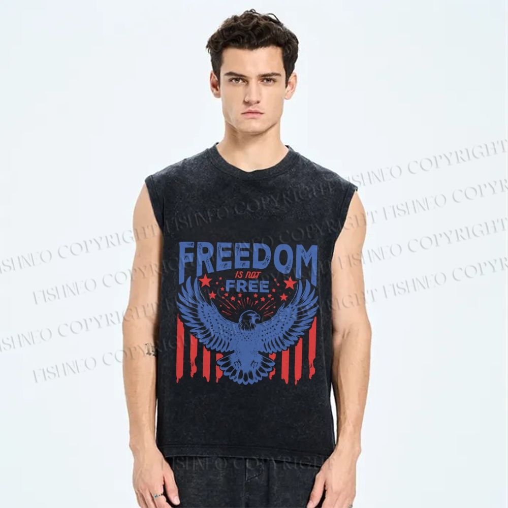 Unisex Freedom Independence Day Printed Washed Tank Top