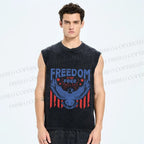Unisex Freedom Independence Day Printed Washed Tank Top