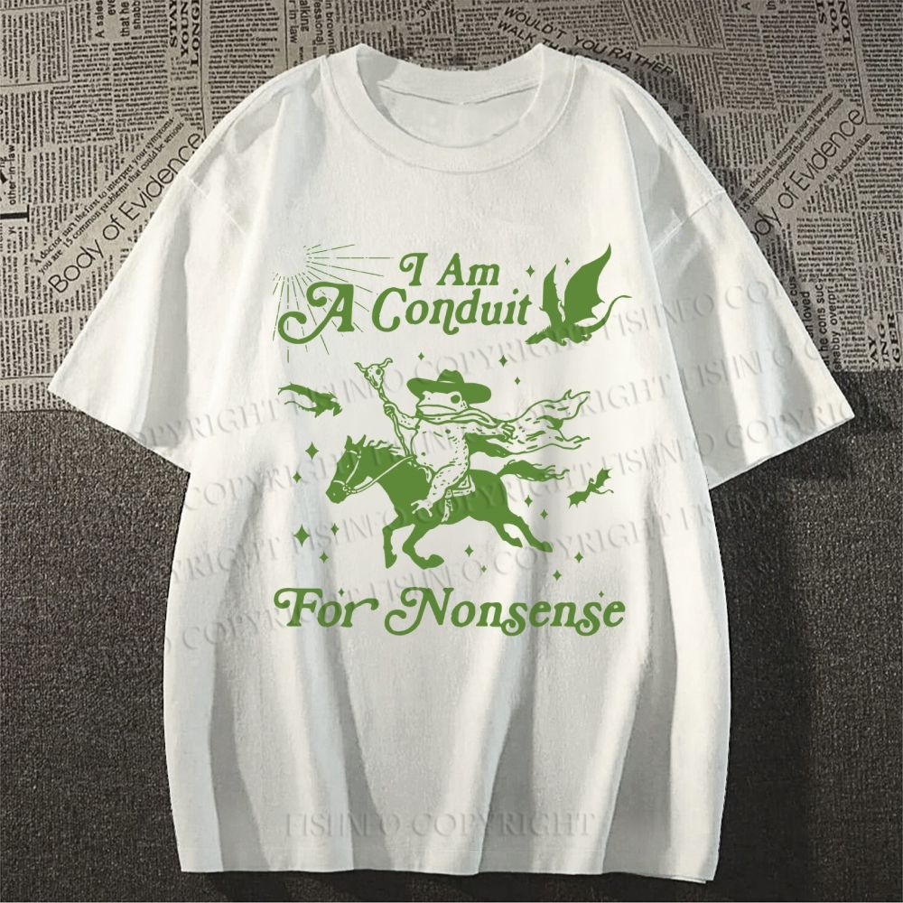Unisex Vintage Frog I am a Conduit For Nonsense Classic Cotton T-shirt