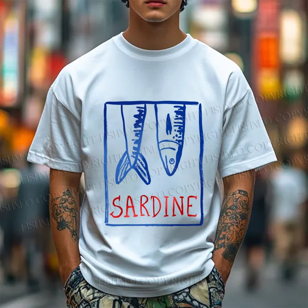 Unisex Vintage Sardine Fish In Box Classic Cotton T-shirt