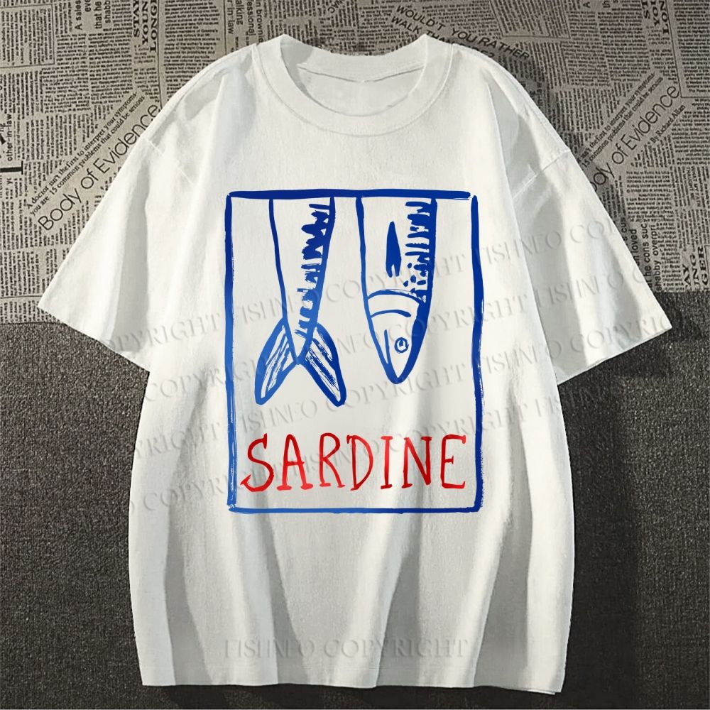 Unisex Vintage Sardine Fish In Box Classic Cotton T-shirt