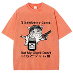 Strawberry Jam Cat Washed T-Shirt