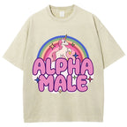 Rainbow Unicorn Alpha Male Y2K Washed Tee Cherrykitten