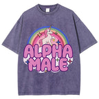 Rainbow Unicorn Alpha Male Y2K Washed Tee Cherrykitten