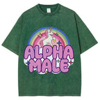 Rainbow Unicorn Alpha Male Y2K Washed Tee Cherrykitten